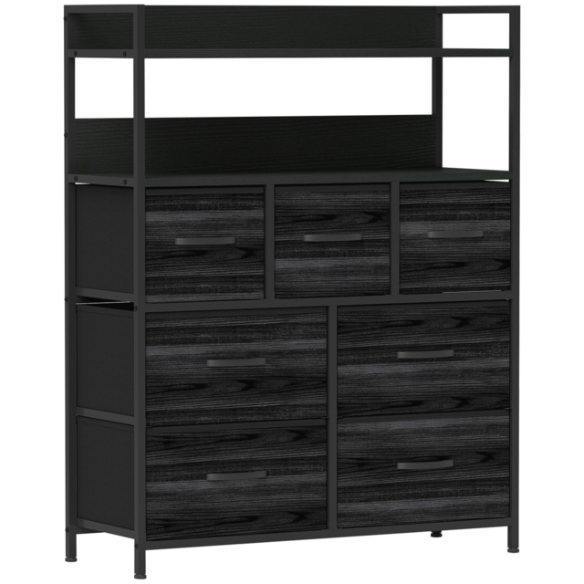 HOMCOM Rustic Chest of Seven Fabric Drawers - Black - image 1