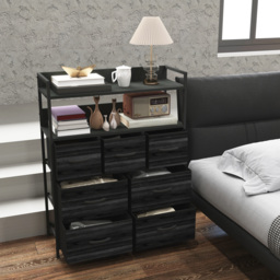 HOMCOM Rustic Chest of Seven Fabric Drawers - Black - thumbnail 8