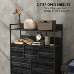 HOMCOM Rustic Chest of Seven Fabric Drawers - Black - thumbnail 5