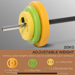 HOMCOM Weight Bench with Adjustable Barbell Rack, Leg Extension, Preacher Curl Pad and 20kg Barbell Set - thumbnail 7