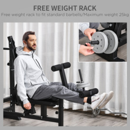 HOMCOM Weight Bench with Adjustable Barbell Rack, Leg Extension, Preacher Curl Pad and 20kg Barbell Set - thumbnail 6