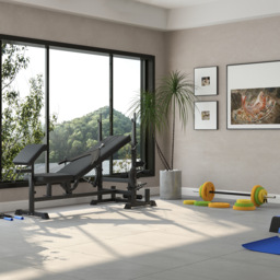 HOMCOM Weight Bench with Adjustable Barbell Rack, Leg Extension, Preacher Curl Pad and 20kg Barbell Set - thumbnail 2