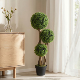 HOMCOM Decorative Artificial Plants Boxwood Ball Topiary Trees in Pot Fake Plants for Home Indoor Outdoor Decor, 90 cm - Aosom UK - thumbnail 9