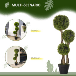 HOMCOM Decorative Artificial Plants Boxwood Ball Topiary Trees in Pot Fake Plants for Home Indoor Outdoor Decor, 90 cm - Aosom UK - thumbnail 7