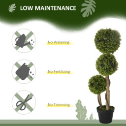 HOMCOM Decorative Artificial Plants Boxwood Ball Topiary Trees in Pot Fake Plants for Home Indoor Outdoor Decor, 90 cm - Aosom UK - thumbnail 6