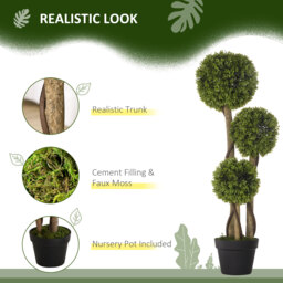 HOMCOM Decorative Artificial Plants Boxwood Ball Topiary Trees in Pot Fake Plants for Home Indoor Outdoor Decor, 90 cm - Aosom UK - thumbnail 4
