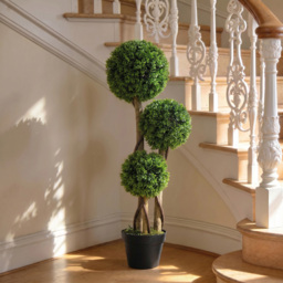 HOMCOM Decorative Artificial Plants Boxwood Ball Topiary Trees in Pot Fake Plants for Home Indoor Outdoor Decor, 90 cm - Aosom UK - thumbnail 7