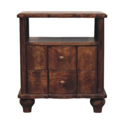 Solid Mango Wood Bedside Table with Smooth-Gliding Drawers and Ample Storage, Bedside Cabinet with Open Shelf, 40L x 55W x 63H cm, Brown - Aosom UK - thumbnail 2