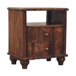Solid Mango Wood Bedside Table with Smooth-Gliding Drawers and Ample Storage, Bedside Cabinet with Open Shelf, 40L x 55W x 63H cm, Brown - Aosom UK - thumbnail 9