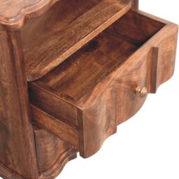 Solid Mango Wood Bedside Table with Smooth-Gliding Drawers and Ample Storage, Bedside Cabinet with Open Shelf, 40L x 55W x 63H cm, Brown - Aosom UK - thumbnail 7
