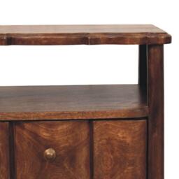 Solid Mango Wood Bedside Table with Smooth-Gliding Drawers and Ample Storage, Bedside Cabinet with Open Shelf, 40L x 55W x 63H cm, Brown - Aosom UK - thumbnail 4