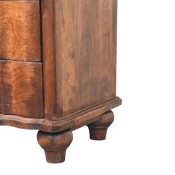Solid Mango Wood Bedside Table with Smooth-Gliding Drawers and Ample Storage, Bedside Cabinet with Open Shelf, 40L x 55W x 63H cm, Brown - Aosom UK - thumbnail 6
