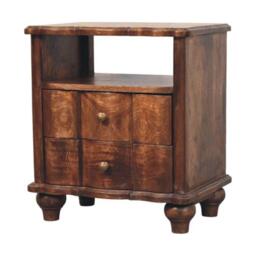 Solid Mango Wood Bedside Table with Smooth-Gliding Drawers and Ample Storage, Bedside Cabinet with Open Shelf, 40L x 55W x 63H cm, Brown - Aosom UK - thumbnail 8