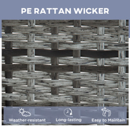 Outsunny 3 Pieces Rattan Sun Loungers, Garden Wicker Wheeling Recliner , PE Rattan Lounge Chairs w/ Cushions & Side Coffee Table Grey - Aosom UK - thumbnail 4