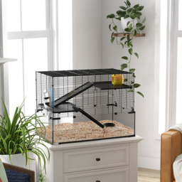 PawHut 3 Tiers Hamster Cage, Gerbil Cage with Deep Glass Bottom, Non-Slip Ramps, Platforms, Hut Exercise Wheels Water Bottle for Syrian Dwarf Hamster - thumbnail 2
