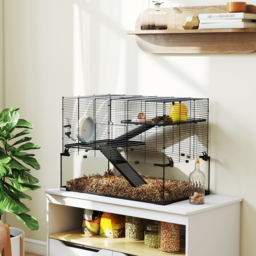 PawHut 3 Tiers Hamster Cage, Gerbil Cage with Deep Glass Bottom, Non-Slip Ramps, Platforms, Hut Exercise Wheels Water Bottle for Syrian Dwarf Hamster - thumbnail 8