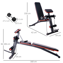 HOMCOM Adjustable Reclined Dumbbell Bench Weight Lifting Set Folding Sit Up Ab Bench Home Training Gym Multiuse Workout Exercise Fitness - Aosom UK - thumbnail 3
