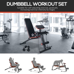 HOMCOM Adjustable Reclined Dumbbell Bench Weight Lifting Set Folding Sit Up Ab Bench Home Training Gym Multiuse Workout Exercise Fitness - Aosom UK - thumbnail 7