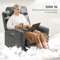 HOMCOM Power Lift Recliner Chair for Elderly, Overstuffed Faux Leather Riser and Reclining Chair with USB A+C Ports, Remote Control, Recliner Armchair for Living Room, Charcoal Grey - thumbnail 7