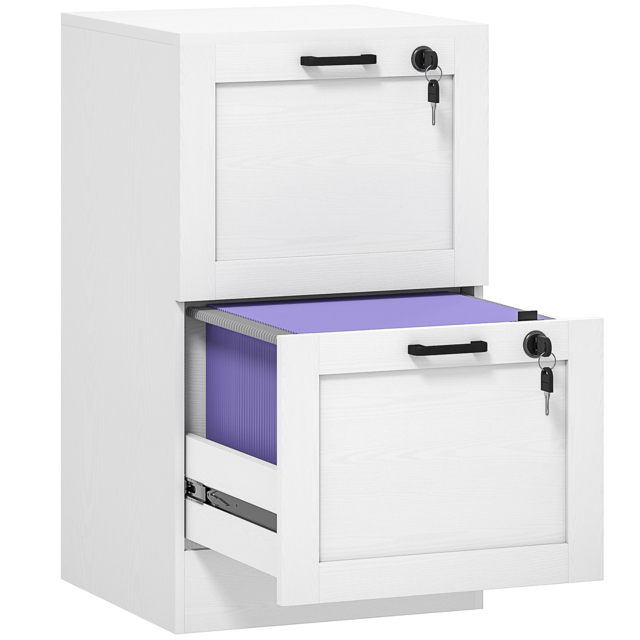 HOMCOM 2-Drawer Filing Cabinet with Lock - White - image 1
