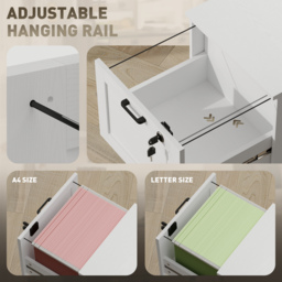 HOMCOM 2-Drawer Filing Cabinet with Lock - White - thumbnail 5