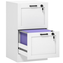 HOMCOM 2-Drawer Filing Cabinet with Lock - White - thumbnail 1
