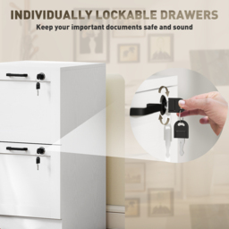 HOMCOM 2-Drawer Filing Cabinet with Lock - White - thumbnail 6