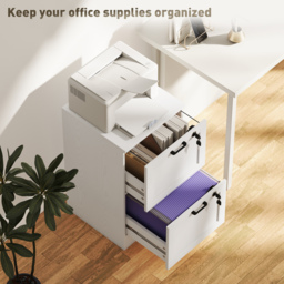 HOMCOM 2-Drawer Filing Cabinet with Lock - White - thumbnail 4