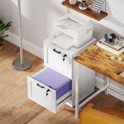 HOMCOM 2-Drawer Filing Cabinet with Lock - White - thumbnail 8
