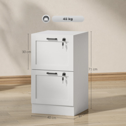 HOMCOM 2-Drawer Filing Cabinet with Lock - White - thumbnail 3