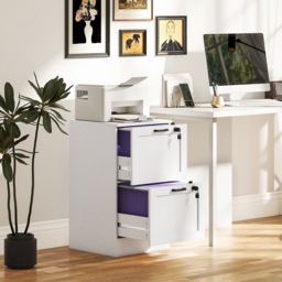 HOMCOM 2-Drawer Filing Cabinet with Lock - White - thumbnail 2