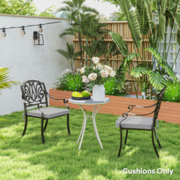 Outsunny Set of 2 Garden Chair Cushions - Light Grey - thumbnail 8
