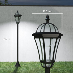 Outsunny Solar LED Garden Lamps: 2 Water-Resistant Lanterns for Patio Pathway, Auto Switch, Black - Aosom UK - thumbnail 3
