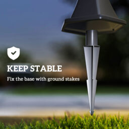 Outsunny Solar LED Garden Lamps: 2 Water-Resistant Lanterns for Patio Pathway, Auto Switch, Black - Aosom UK - thumbnail 8