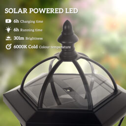 Outsunny Solar LED Garden Lamps: 2 Water-Resistant Lanterns for Patio Pathway, Auto Switch, Black - Aosom UK - thumbnail 4
