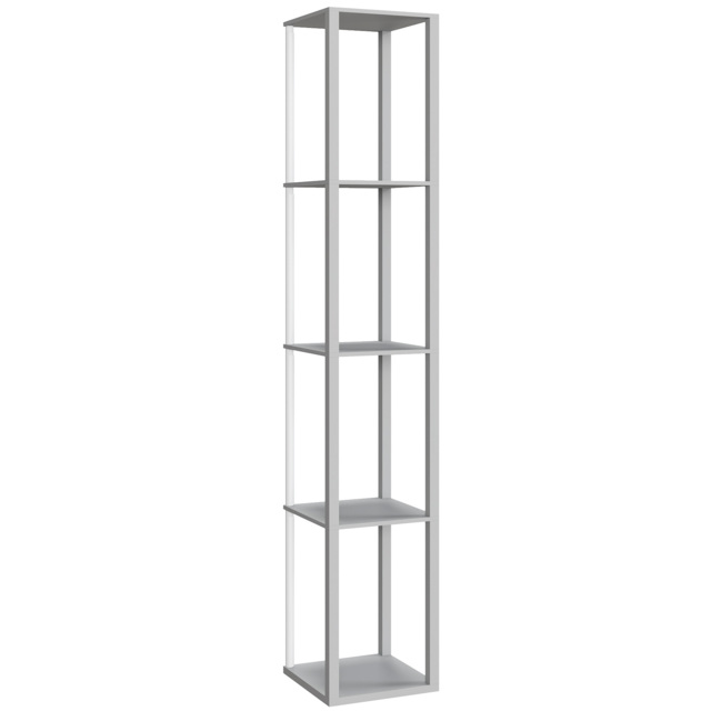 HOMCOM RGB LED Floor Lamp with Shelves, Modern Dimmable Standing Lamp with Remote Control, Adjustable Brightness & Speed for Living Room, Bedroom, Office, Grey - image 1