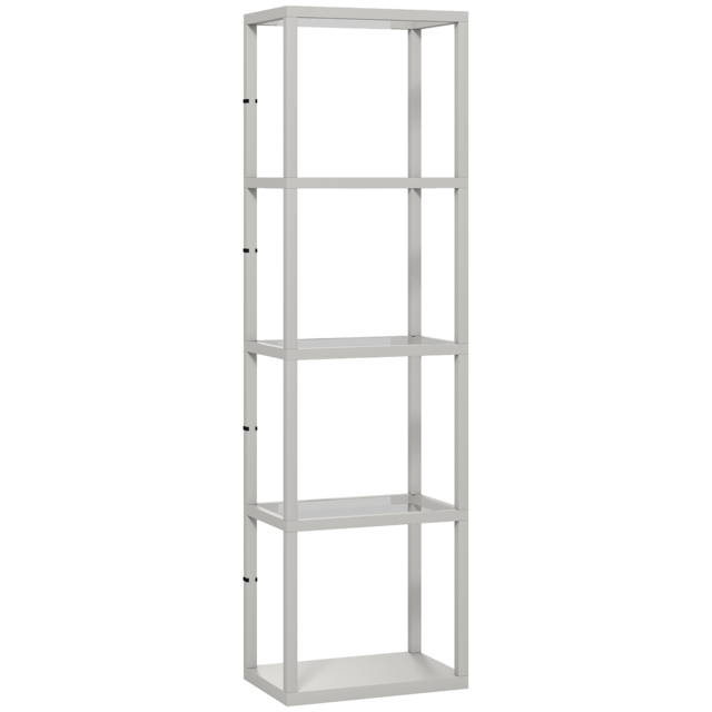 HOMCOM LED Floor Lamp with Glass Shelves, 4 Layers Dimmable Tall Standing Lamp, Modern Column Shelf Floor Light for Living Room, Bedroom, Office, Grey - image 1