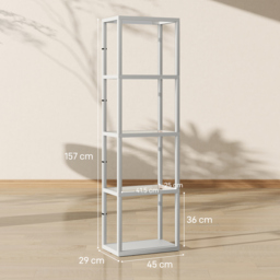 HOMCOM LED Floor Lamp with Glass Shelves, 4 Layers Dimmable Tall Standing Lamp, Modern Column Shelf Floor Light for Living Room, Bedroom, Office, Grey - thumbnail 3