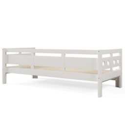 Heart-Shaped Wooden Daybed Frame with Pull-Out Trundle, 3FT Single Sofa Bed for Children Adults, Guest Bed for Bedroom, White - Aosom UK - thumbnail 8