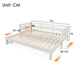 Heart-Shaped Wooden Daybed Frame with Pull-Out Trundle, 3FT Single Sofa Bed for Children Adults, Guest Bed for Bedroom, White - Aosom UK - thumbnail 3