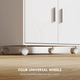 HOMCOM Kitchen Trolley with Wheels, Modern Mobile Microwave Stand with Slide-Out Shelf, Drawer and 2 Doors for Dining Room - thumbnail 6