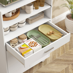 HOMCOM Kitchen Trolley with Wheels, Modern Mobile Microwave Stand with Slide-Out Shelf, Drawer and 2 Doors for Dining Room - thumbnail 9