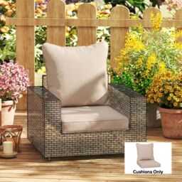 Outsunny Replacement Cushion Set for Patio Chair, Indoor Outdoor Back and Seat Pillow, Beige - thumbnail 8