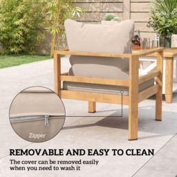 Outsunny Replacement Cushion Set for Patio Chair, Indoor Outdoor Back and Seat Pillow, Beige - thumbnail 7