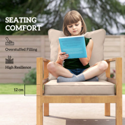 Outsunny Replacement Cushion Set for Patio Chair, Indoor Outdoor Back and Seat Pillow, Beige - thumbnail 4