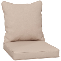 Outsunny Replacement Cushion Set for Patio Chair, Indoor Outdoor Back and Seat Pillow, Beige - thumbnail 1