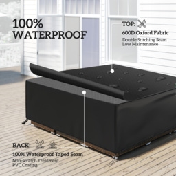 Outsunny Large Patio Garden Furniture Set Cover 600D Oxford Square Waterproof, 230 x 230 x 70 cm, Black - thumbnail 4