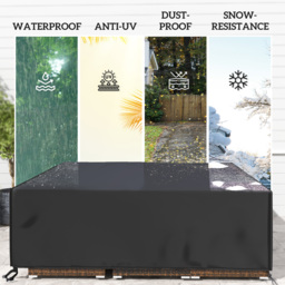 Outsunny Large Patio Garden Furniture Set Cover 600D Oxford Square Waterproof, 230 x 230 x 70 cm, Black - thumbnail 6