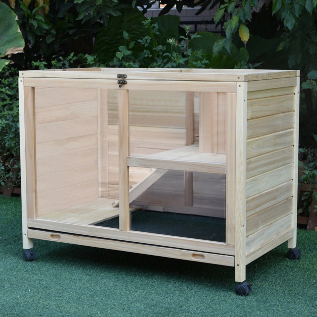 PawHut Solid Wood Guinea Pigs Hutches Pet House Indoor Water-Resistant W/ Ramp Small Animals - Aosom UK - image 1