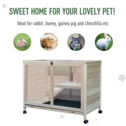 PawHut Solid Wood Guinea Pigs Hutches Pet House Indoor Water-Resistant W/ Ramp Small Animals - Aosom UK - thumbnail 4